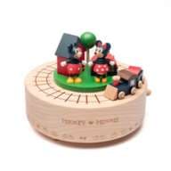 Disney Wooden Karakuri Music Box Mickey&Minnie/Music Box Locomotive